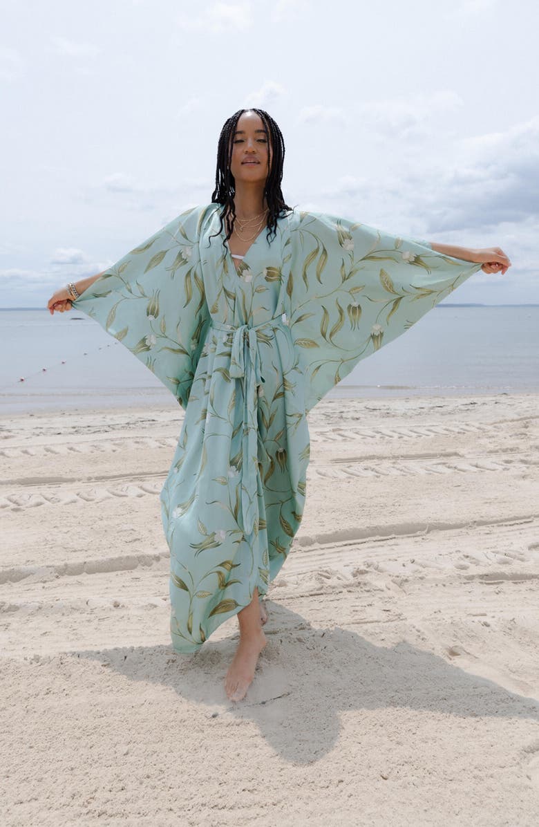 SAACHI Tie Front Kaftan, Alternate, color, Pastel Green
