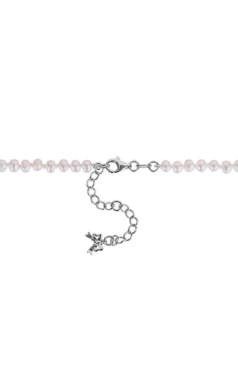 DELMAR Freshwater Pearl Bow Pendant Necklace, Alternate, color, Metallic Silver
