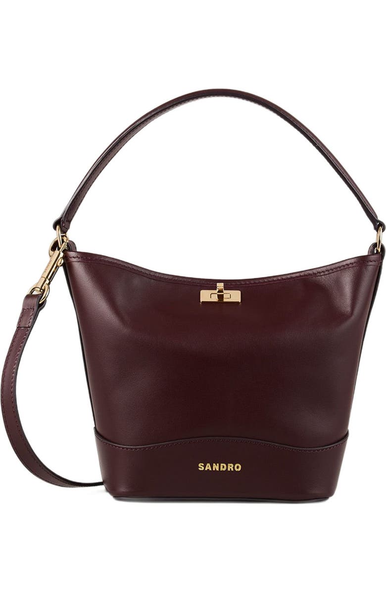 SANDRO Tangoso mini leather bag, Main, color, Bordeaux