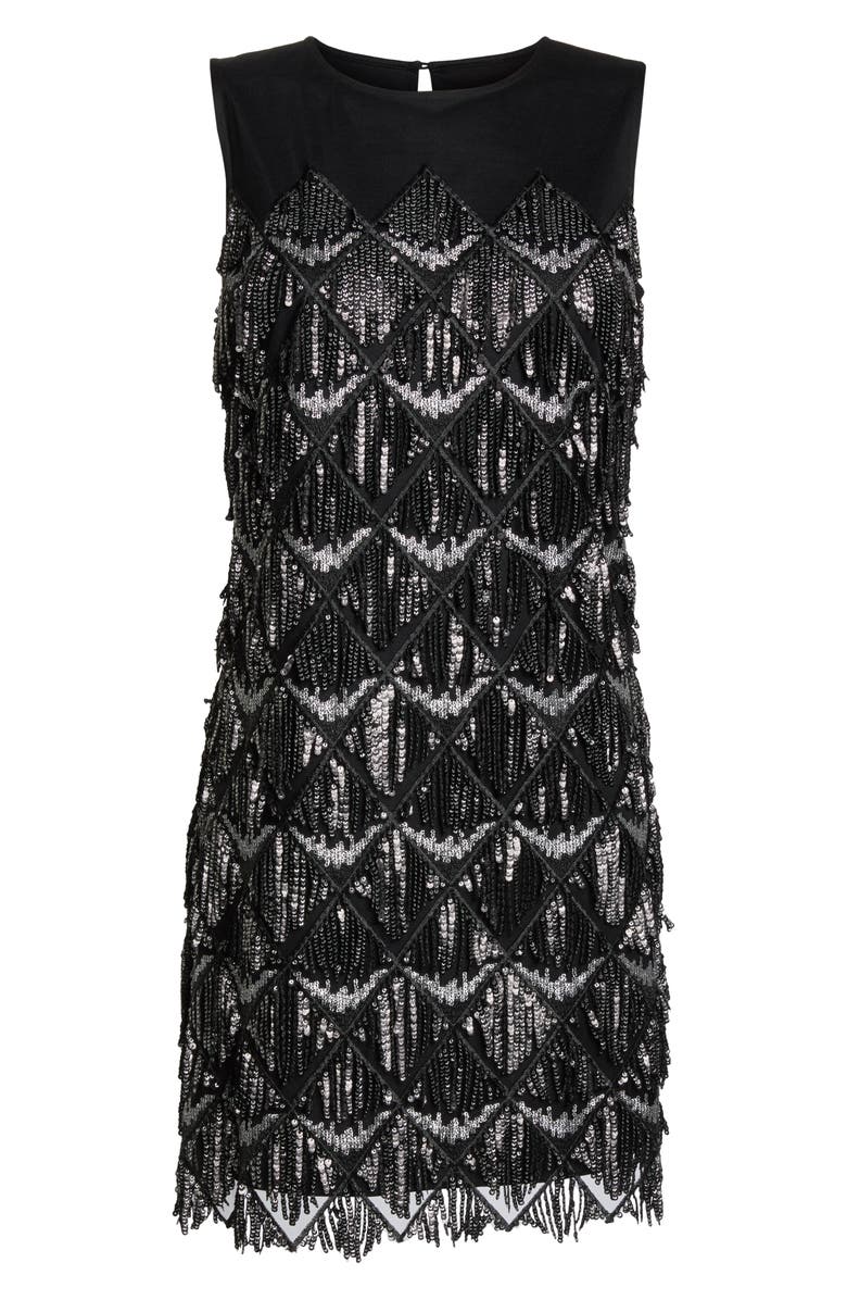 Julia Jordan Sequin Fringe Sheath Dress, Alternate, color,