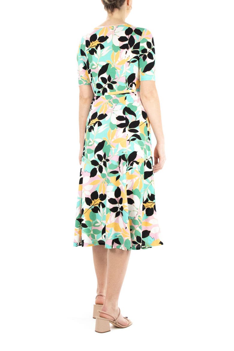 Sylvia Stretch Crepe Midi Dress, Alternate, color, BLACK PINK MULTI