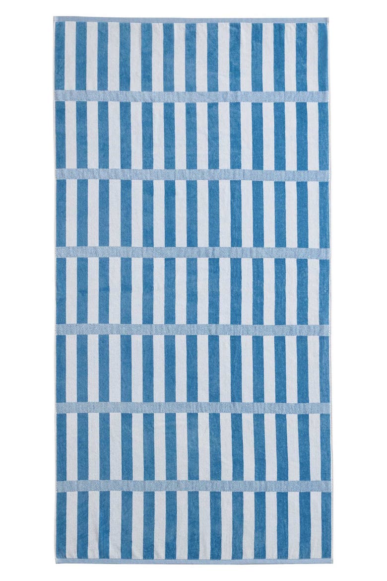 Mingled Check Beach Towel, Alternate, color, BLUE JASPER / WHITE