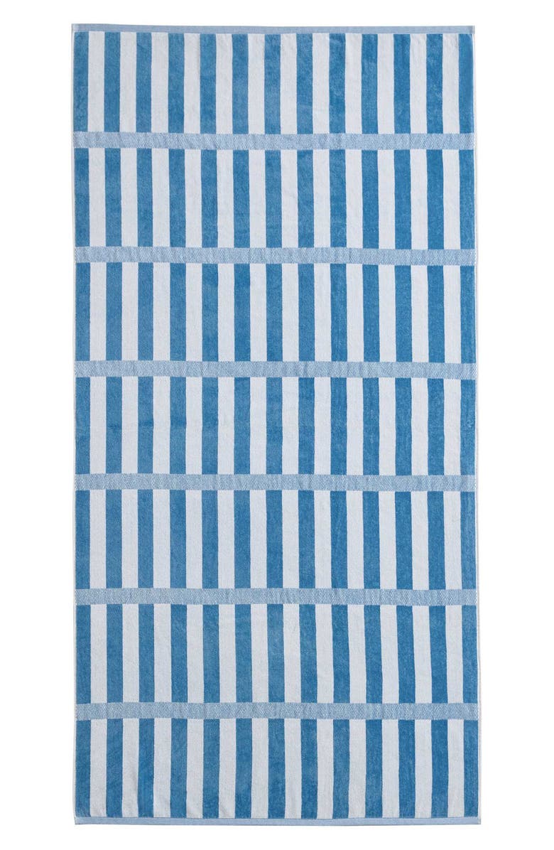Calvin Klein Mingled Check Beach Towel, Alternate, color, Blue Jasper / White