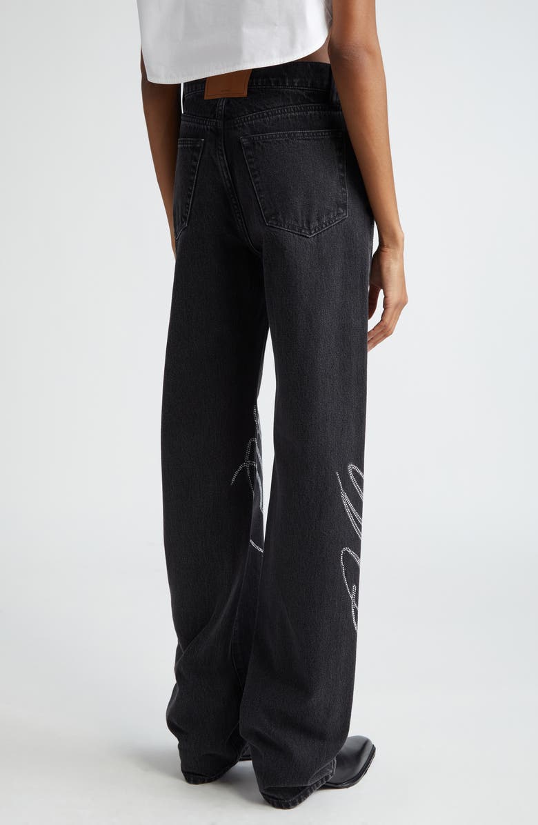 Alexander Wang EZ Relaxed Hotfix Crystal Logo Straight Leg Jeans, Alternate, color, 