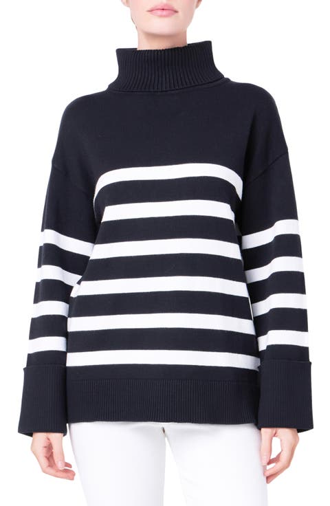 Stripe Turtleneck Sweater