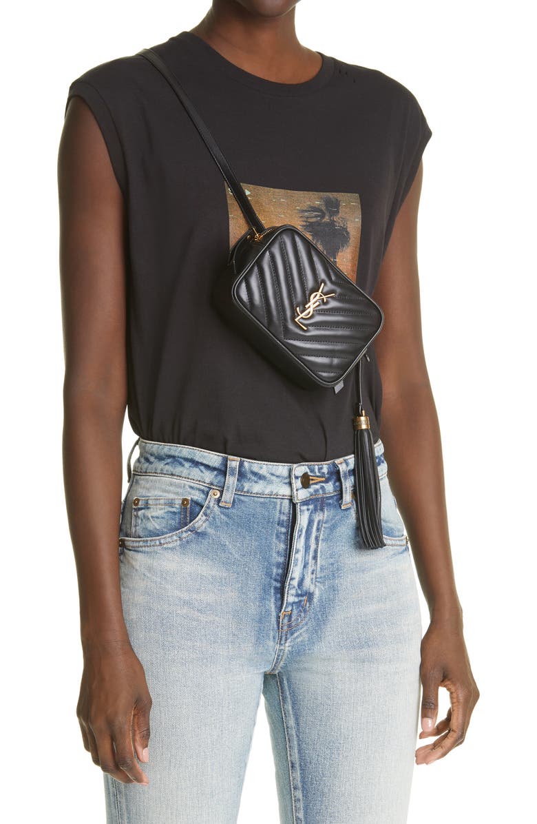 Saint Laurent Lou Matelassé Leather Belt Bag, Alternate, color,