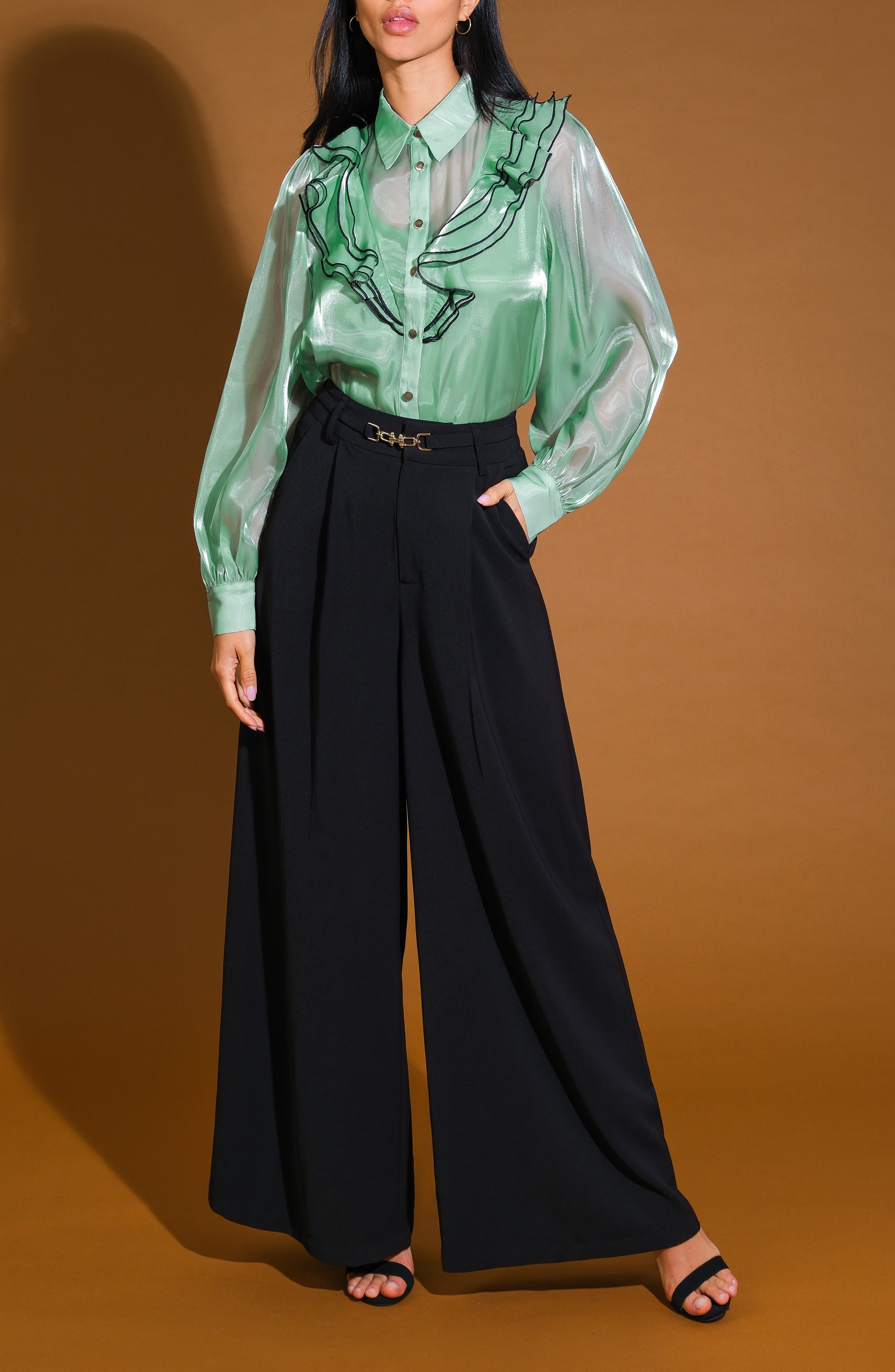 FLYING TOMATO Ruffle Button-Up Shirt | Nordstromrack