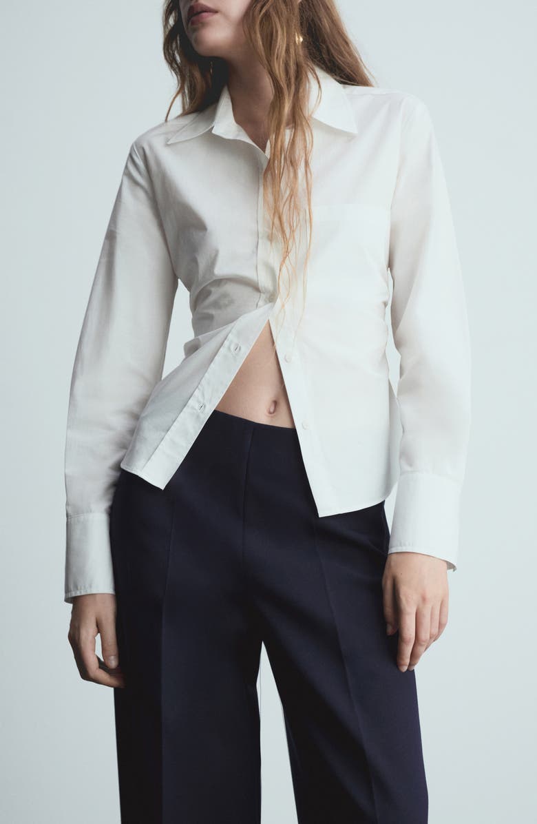 MANGO Wide Leg Crop Pants, Alternate, color, Dark Navy