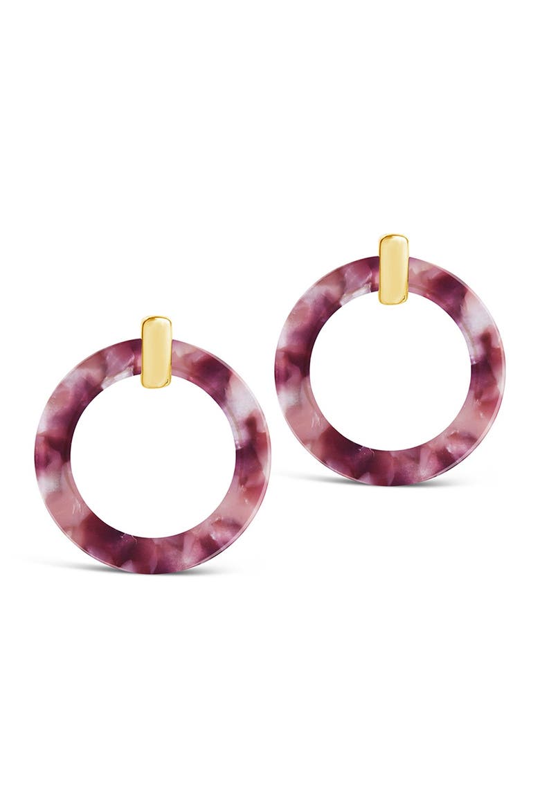 Raspberry Resin Circle Drop Earrings, Main, color, RED