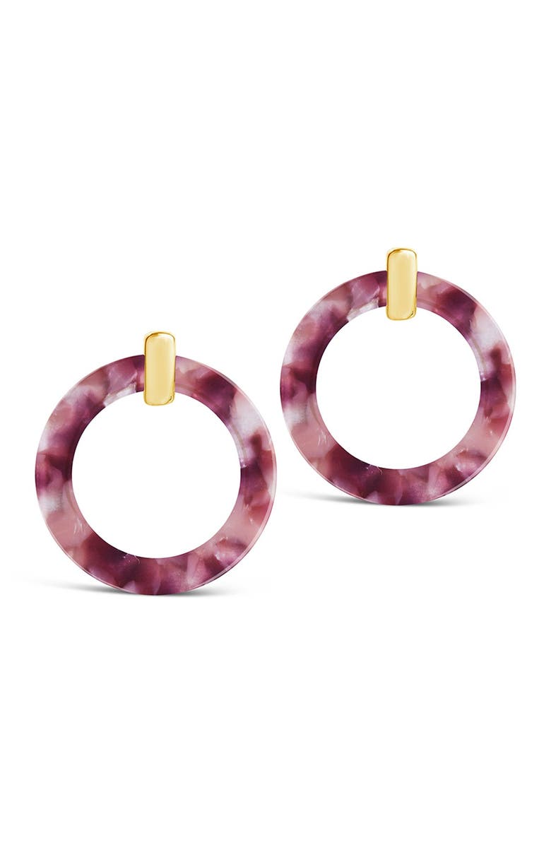 Sterling Forever Raspberry Resin Circle Drop Earrings, Main, color,