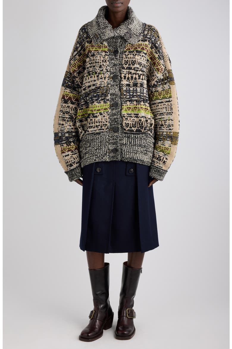 Teda Wool & Cashmere Cardigan, Alternate, color, BLACK