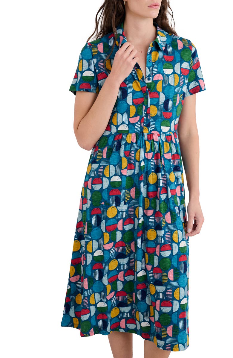 Seasalt Cornwall Mainland Floral Organic Cotton Jersey Midi Shirtdress, Main, color, 