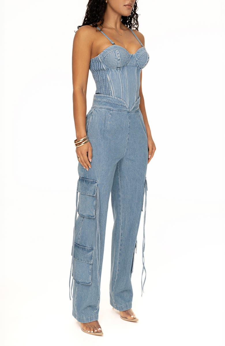 JLUXLABEL Marsella Sweetheart Neck Denim Corset, Alternate, color, 