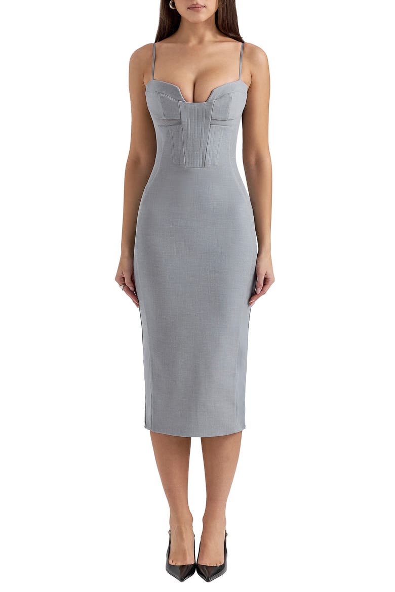 Kiki Corset Midi Dress, Main, color, LIGHT GREY MELANGE