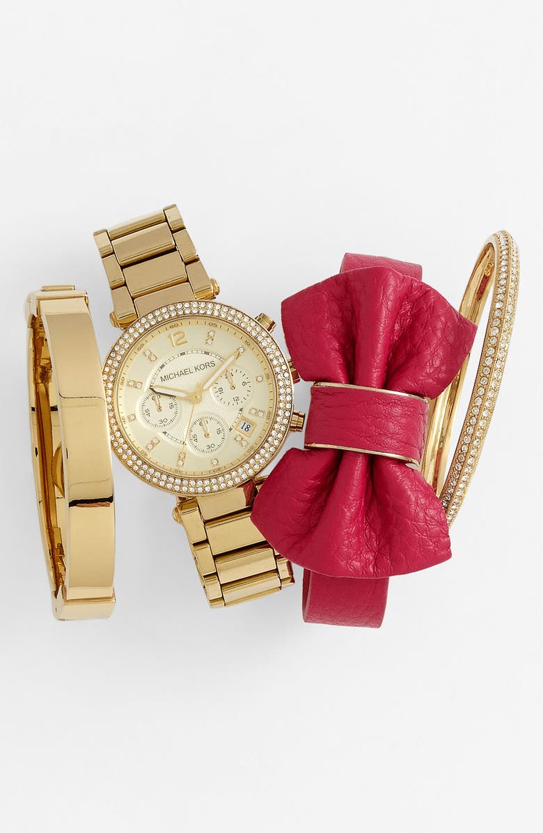 Michael Kors 'Parker' Chronograph Bracelet Watch, 39mm, Alternate, color, Gold