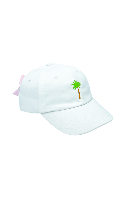 Bits & Bows Palm Tree Twill Bow Baseball Hat In White
