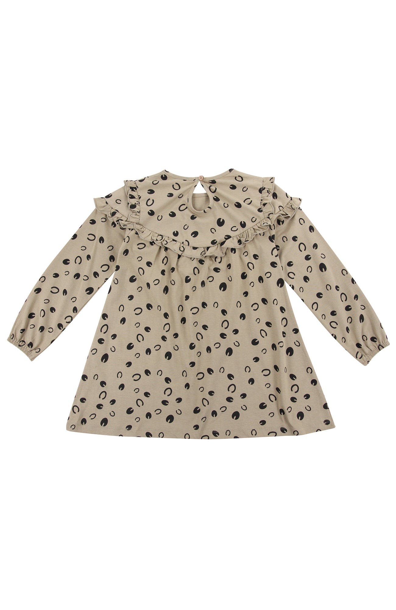 Turtledove London Kids Organic Cotton Equestrian Print Dress in Tan 