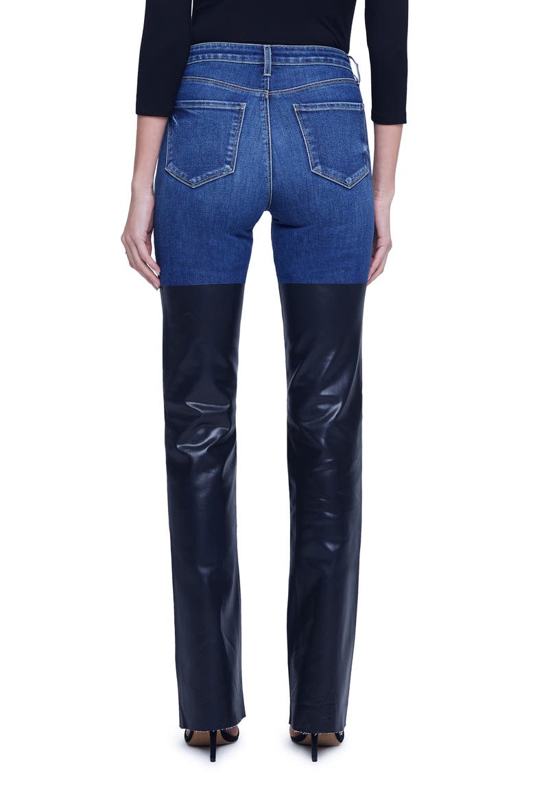 Ruth Mixed Media Coated Straight Leg Jeans, Alternate, color, MAGNOLIA/ BLACK COATED