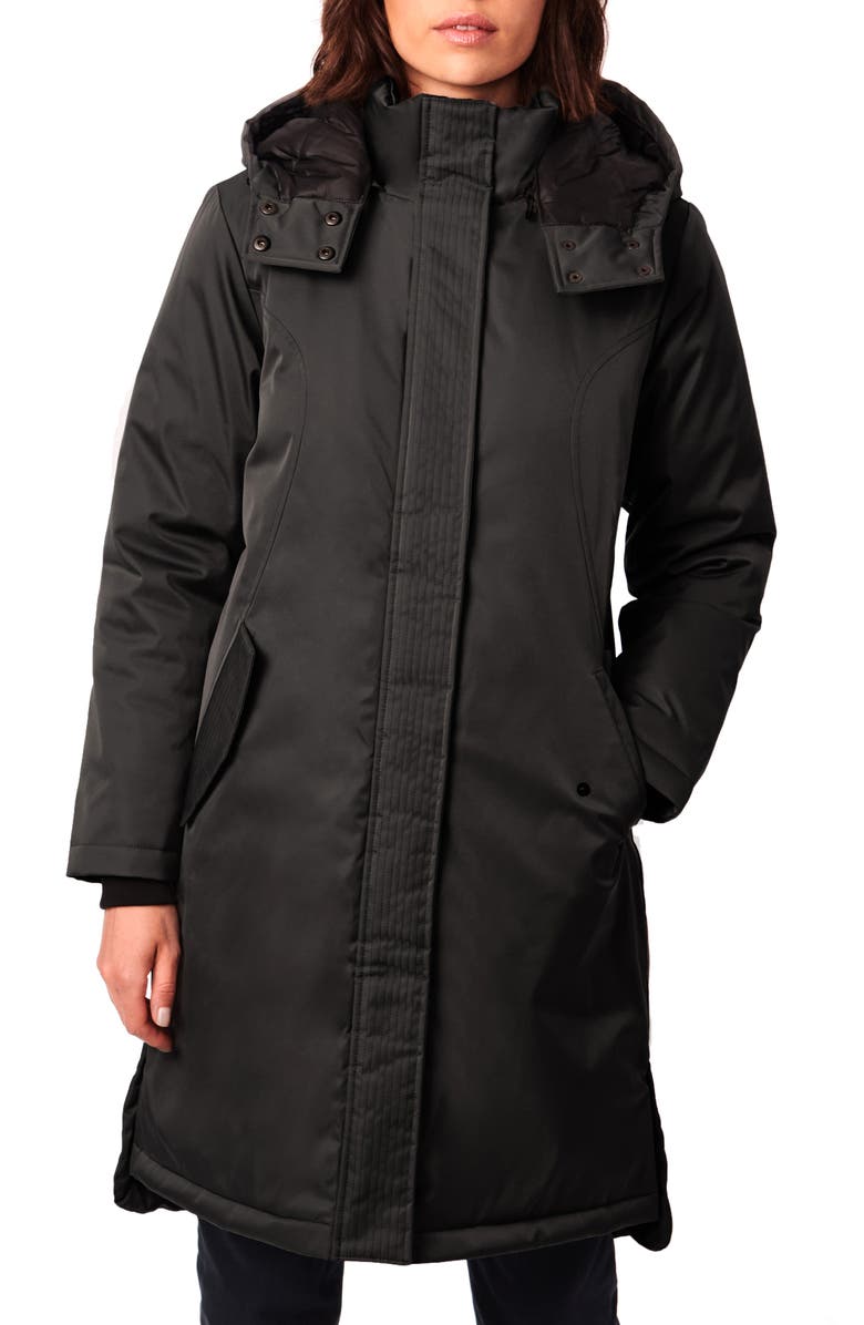 Bernardo Micro Breathable Water Resistant Recycled Polyester Raincoat, Main, color, Black