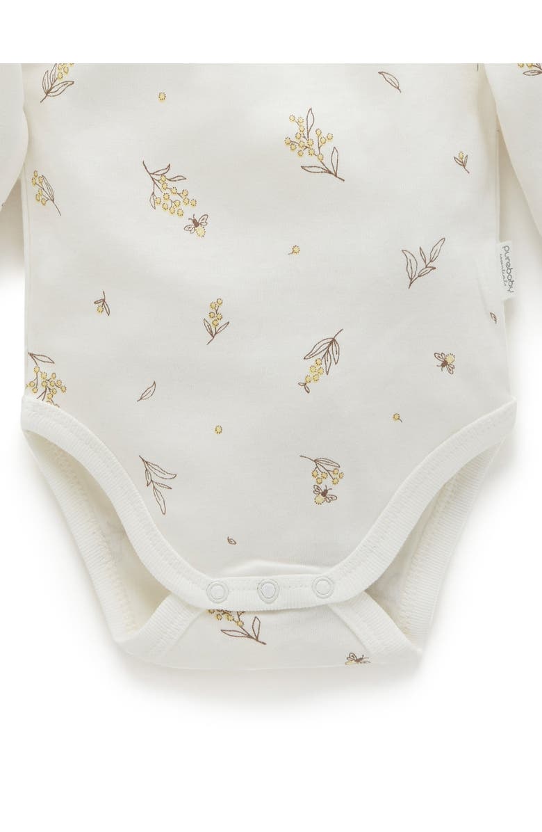 Purebaby 2 Pack Long Sleeve Bodysuit, Alternate, color, Vanilla Wattle Bee Pack