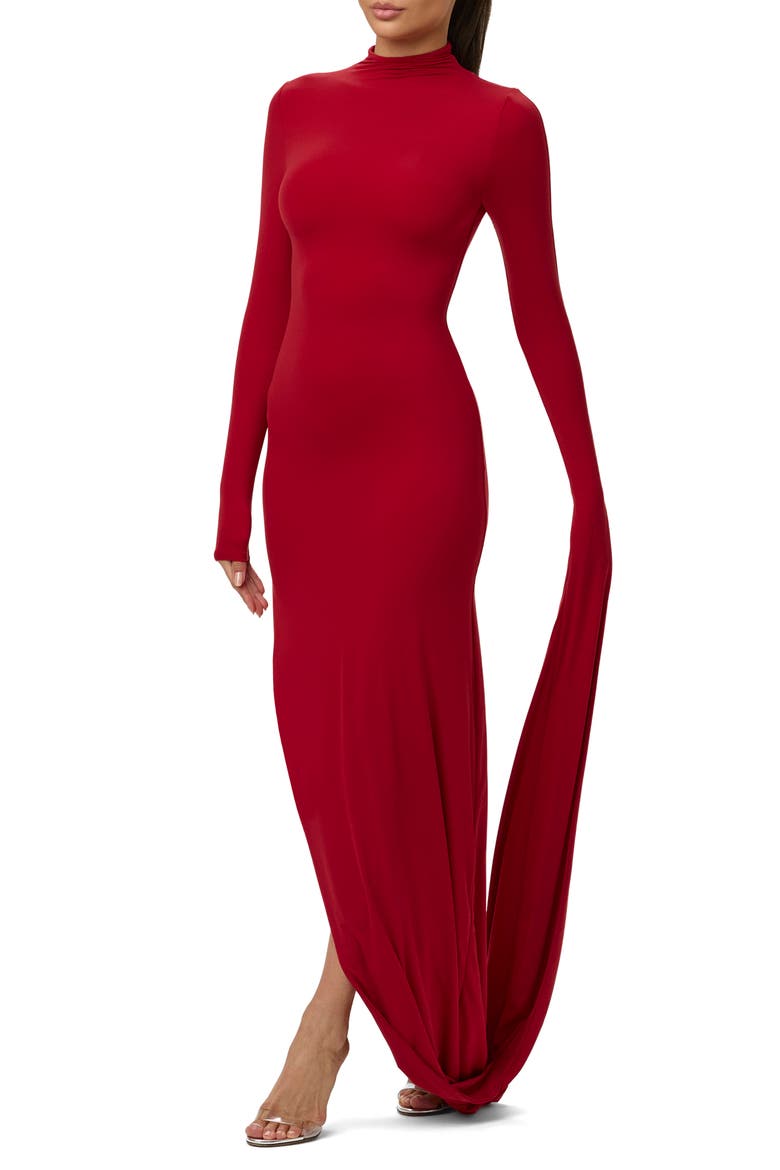 long sleeve long dress near me Reid | Brown Long-Sleeve Gathered Maxi Dress