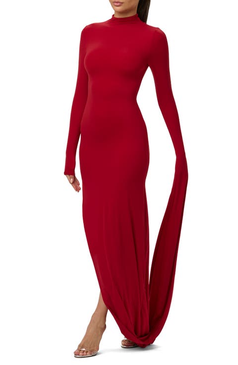 Drape Long Sleeve Maxi Dress