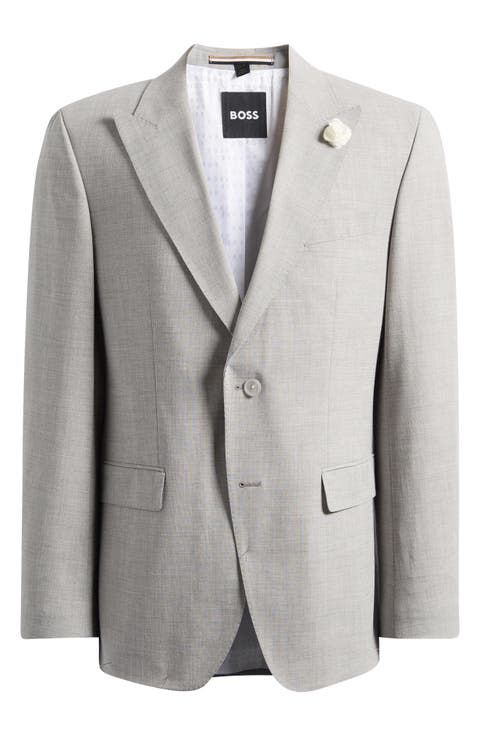 Hutson Slim Fit Tan Mélange Wool Blend Peak Lapel Sport Coat