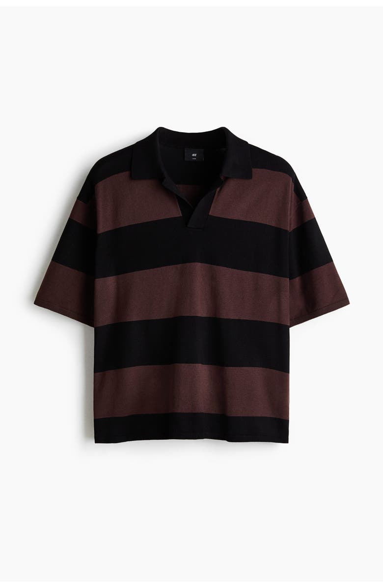 H&M Loose Fit Polo Shirt, Alternate, color, Brown/Striped