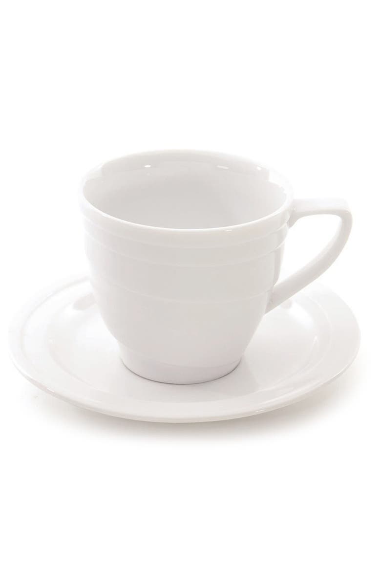 Essentials 4-Piece Tea Cup & Saucer Set, Alternate, color, WHITE