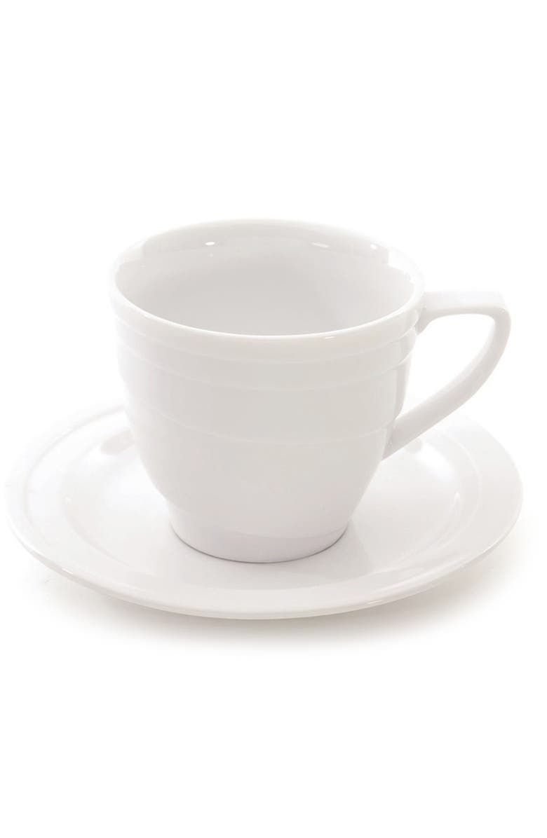 BergHOFF Essentials 4-Piece Tea Cup & Saucer Set, Alternate, color, White