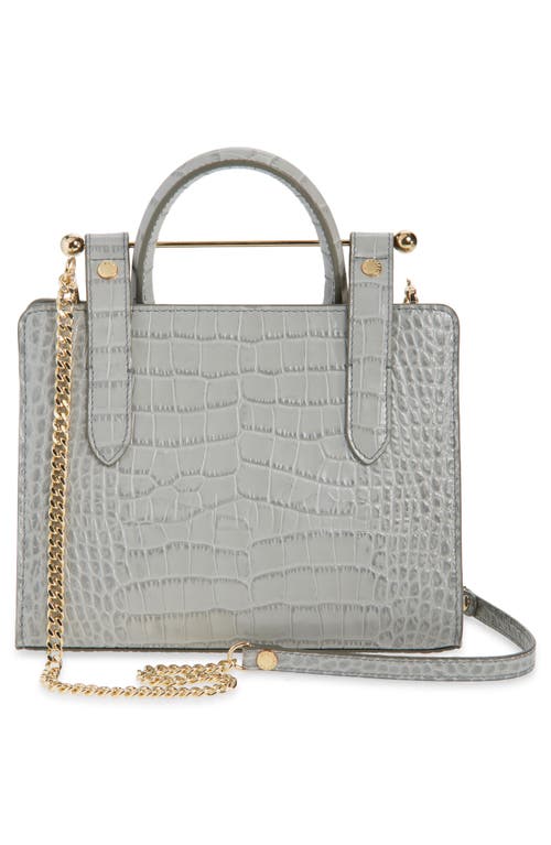 Strathberry Mini Croc Embossed Leather Tote In Gray
