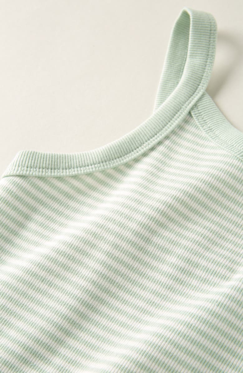 Nordstrom Kids' Cotton Blend Rib Tank, Alternate, color, Green Cameo Micro Stripe