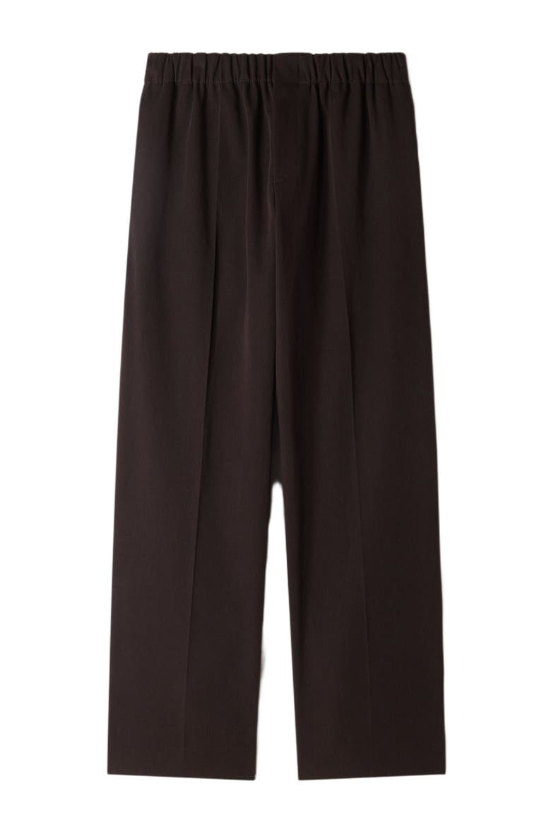 Wide-leg elastic waist trousers, Alternate, color, Chocolate