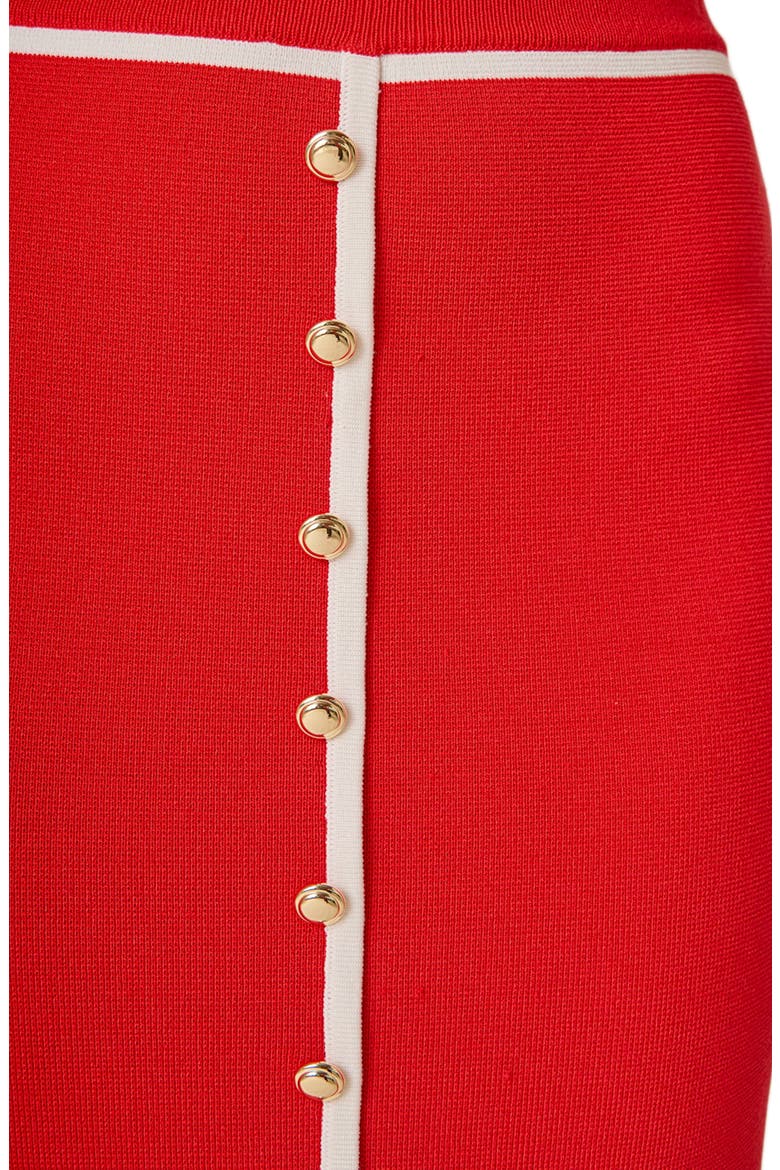 Contrast Border Midi Skirt, Alternate, color, RED/ IVORY