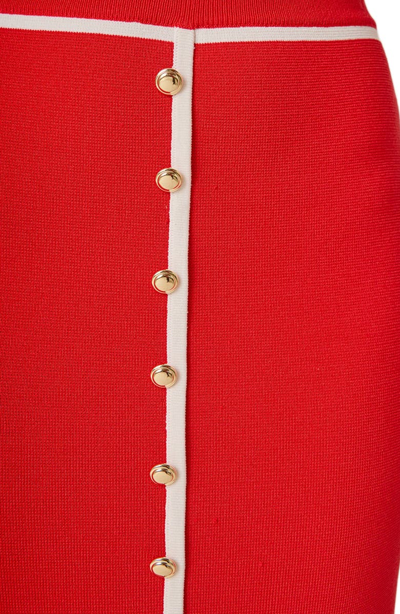 MARSY Contrast Border Midi Skirt, Alternate, color, Red/ Ivory