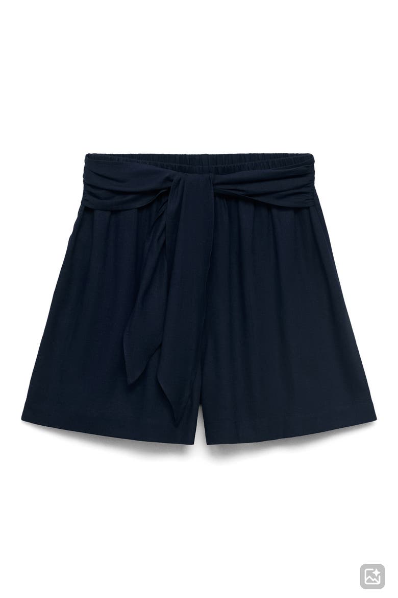 Bow Pleated Shorts, Alternate, color, NAVY