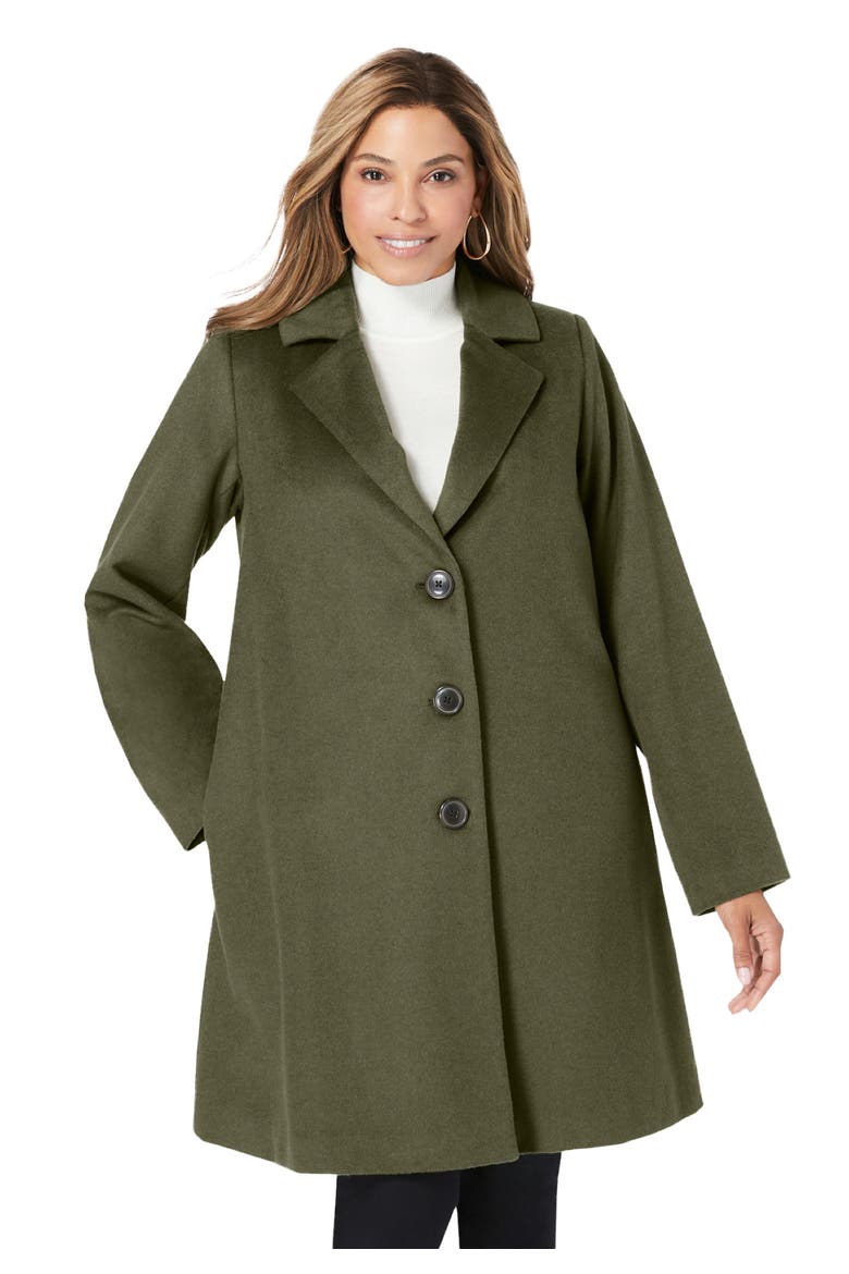 Wool Swing Coat, Main, color, DARK OLIVE GREEN