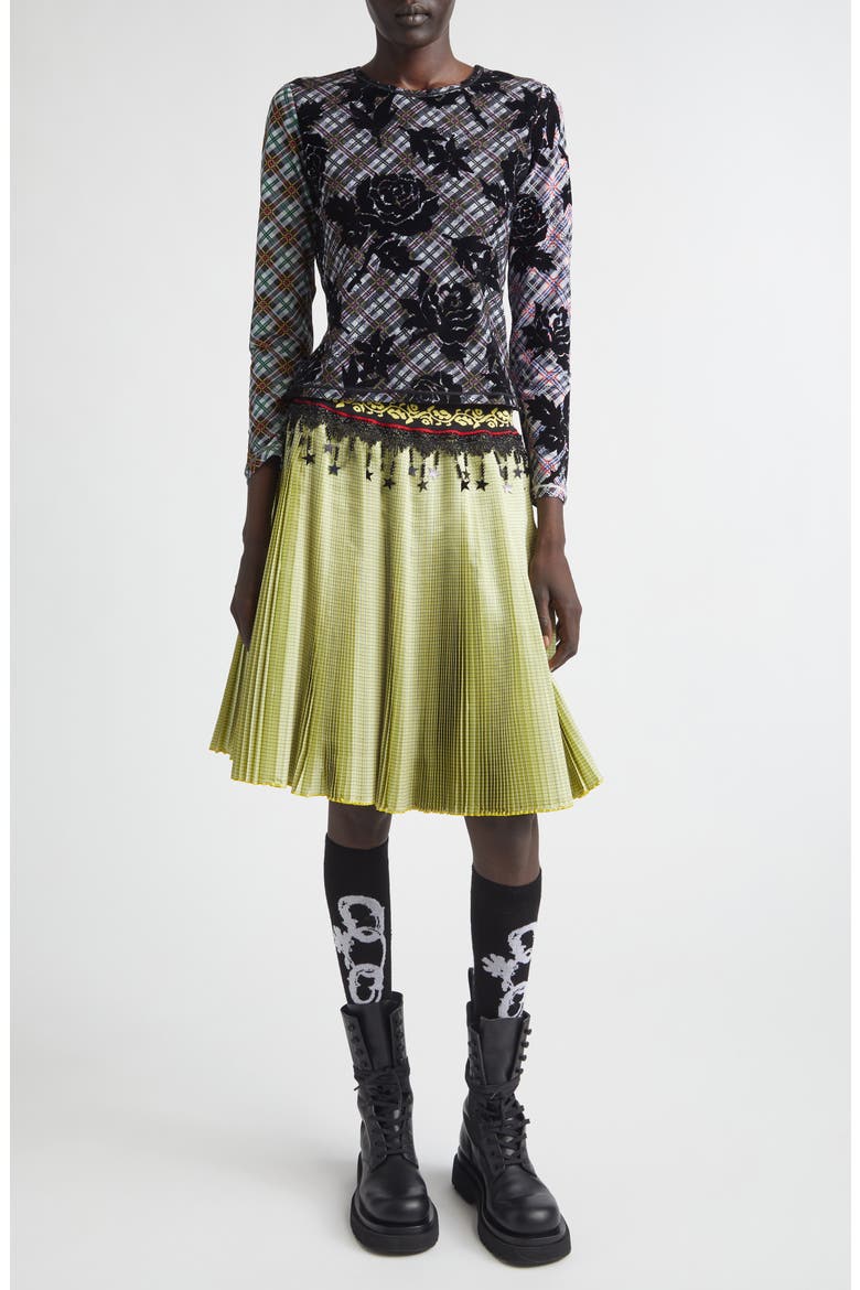 Picnic Plaid Flocked Mesh T-Shirt, Alternate, color, BLACK MULTI