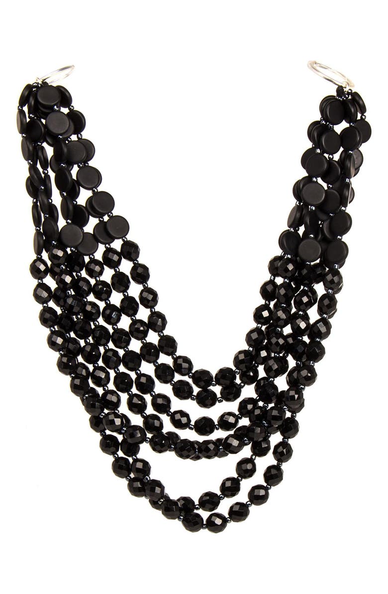 SAACHI Chunky Beaded Statement Necklace, Alternate, color, Black