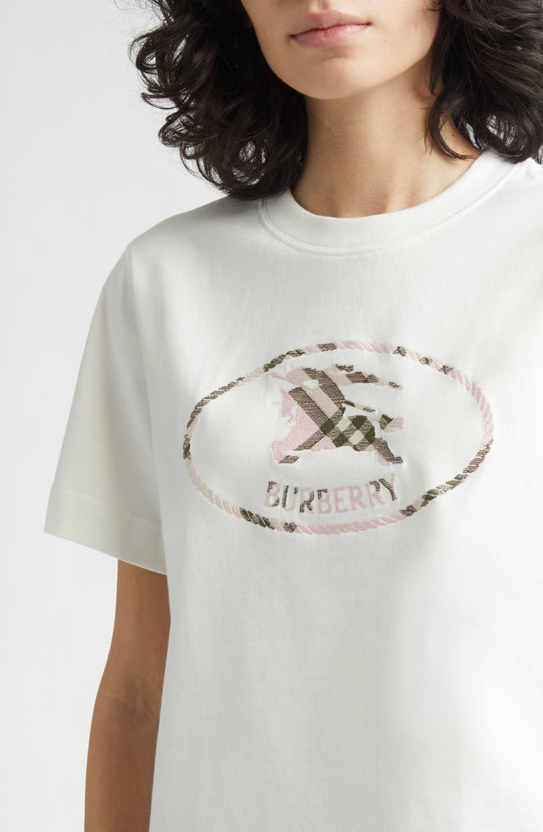 Burberry Frankie Embroidered EKD Stamp Cotton T-Shirt, Alternate, color, Chalk Pink Check
