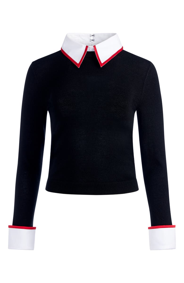 Alice + Olivia Porla Collared Wool Blend Sweater, Alternate, color,