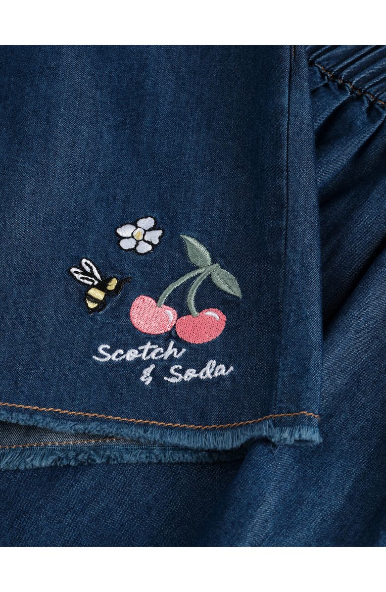 Scotch & Soda Kids' Cherry Print Button Front Shirt & Skort Set, Alternate, color, Eggnog