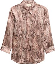 L'AGENCE Dani Snake Print Silk Button-Up Top