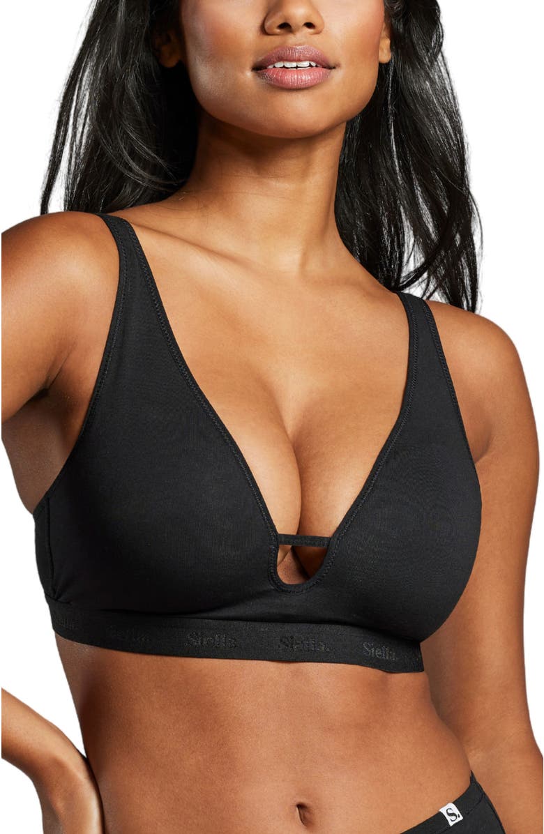 Siella Organic Cotton Plunge Foam Bra, Main, color, Black