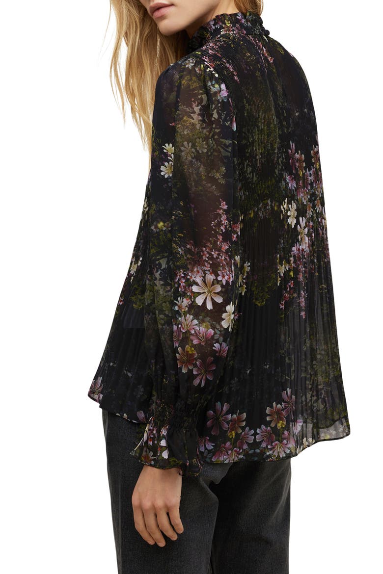 Cora Ophelia Pleated Floral Blouse, Alternate, color, BLACK MULTI