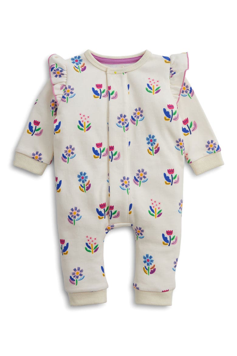Kids' Floral Ruffle French Terry Romper, Main, color, WHITE