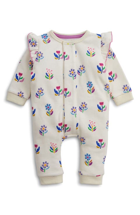 Kids' Floral Ruffle French Terry Romper