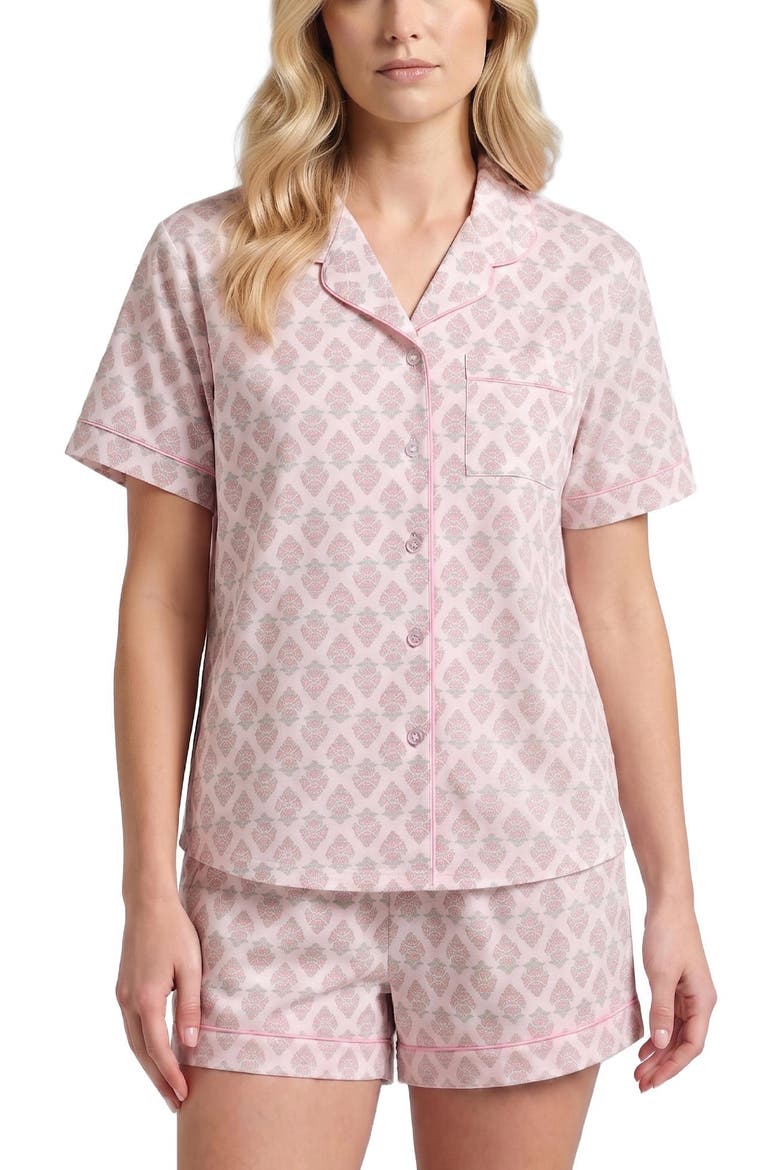Brenna Piped 3-Piece Pajamas, Alternate, color, PINK