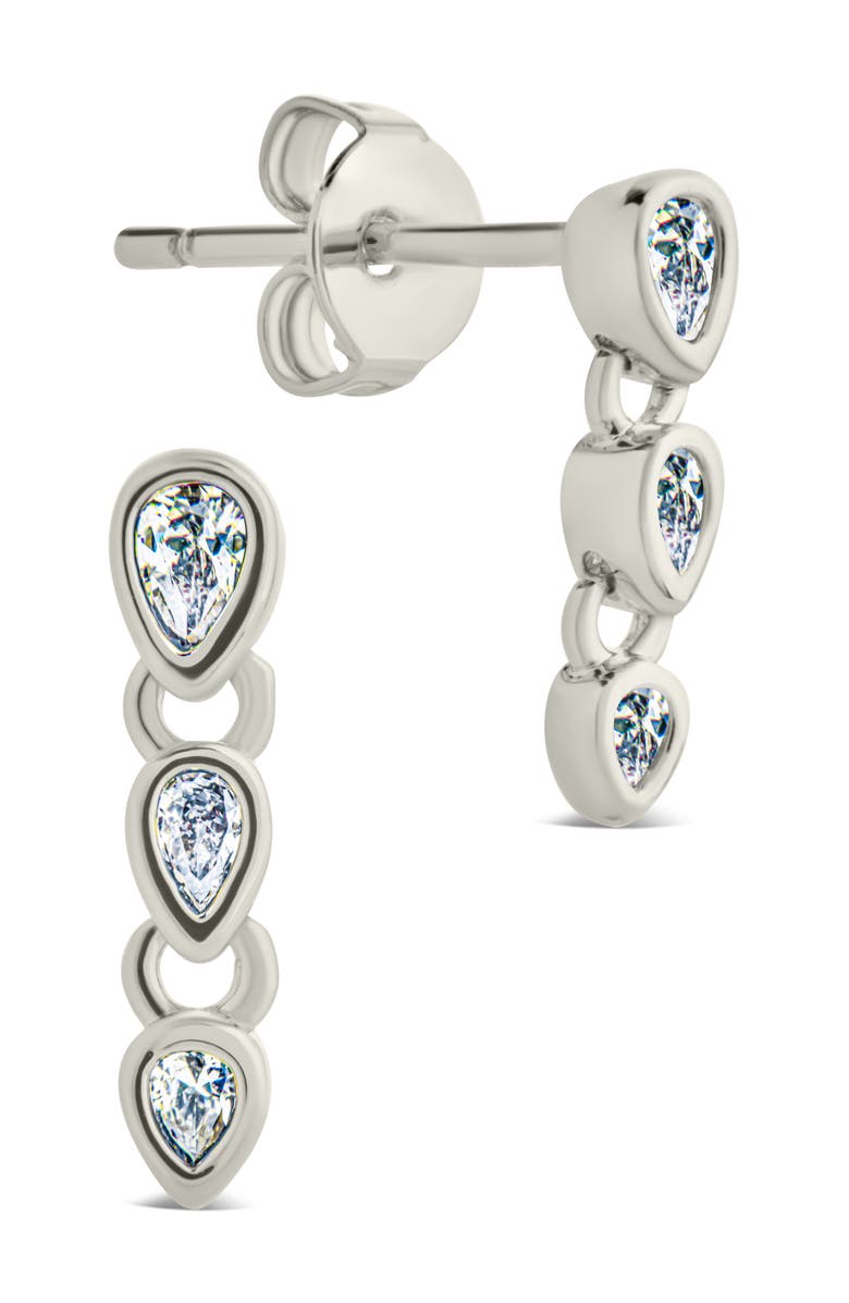 Sterling Forever Cristina Pear Link Drop Earrings, Main, color, Silver