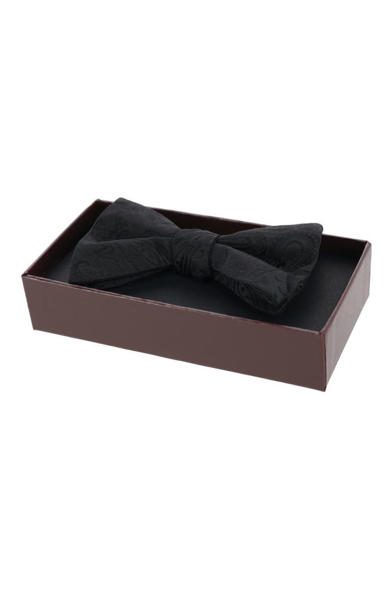 Banbury Pre-Tied Silk Bow Tie, Alternate, color, BLACK